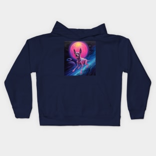 Vintage Retro Sci-Fi Space Chupacabra Art - Cryptid in Outer Space Kids Hoodie